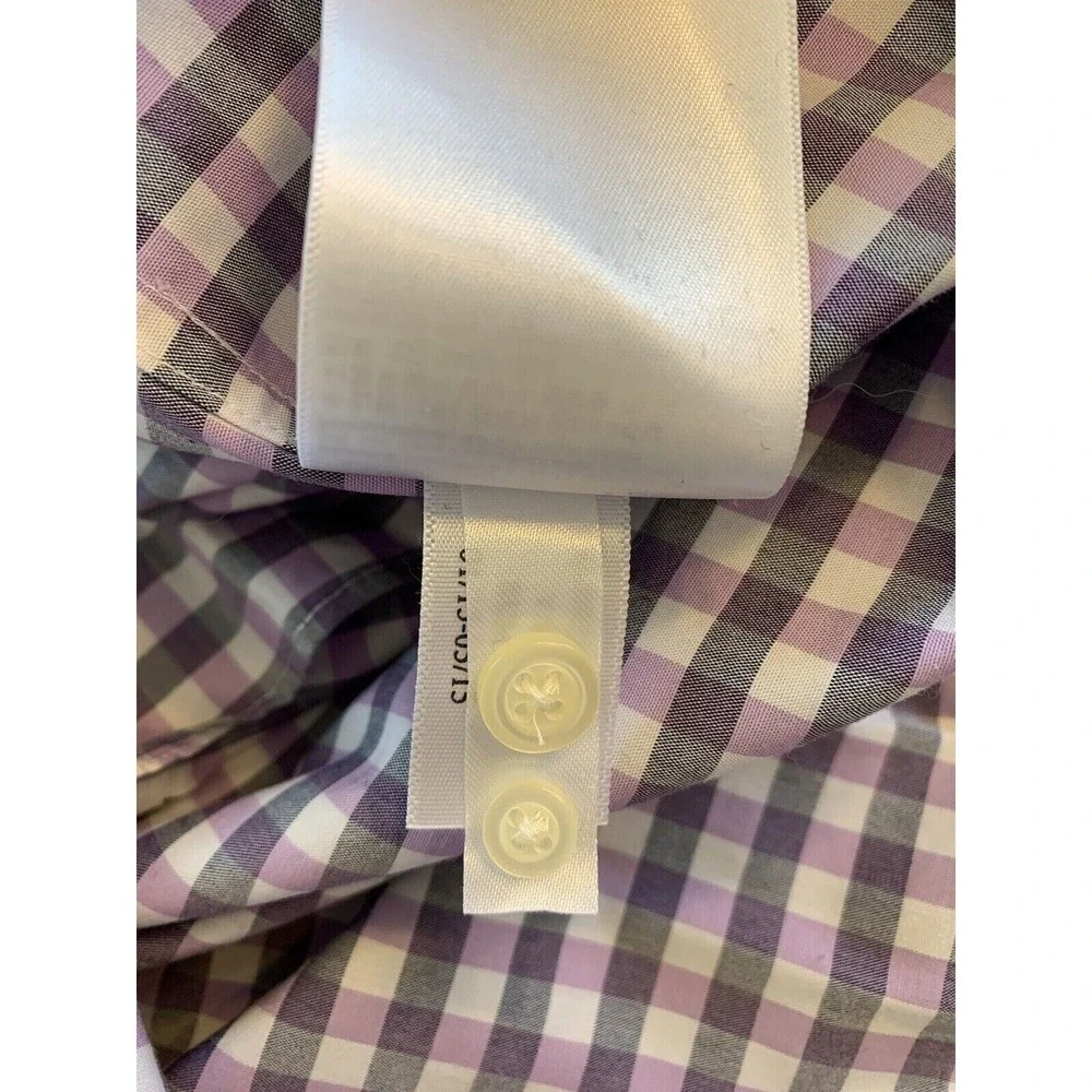 Banana Republic Shirt Mens Large Purple White Checks Preppy Easter Office Casual